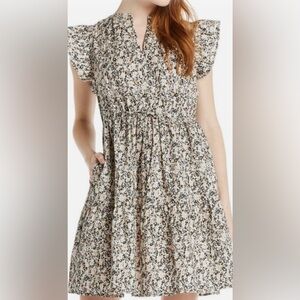 Time and Tru Black and Cream Floral Mini Dress